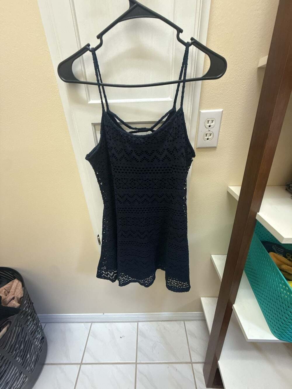 Rue21 Women's Navy Blue Crochet Spaghetti Strap Mini Dress